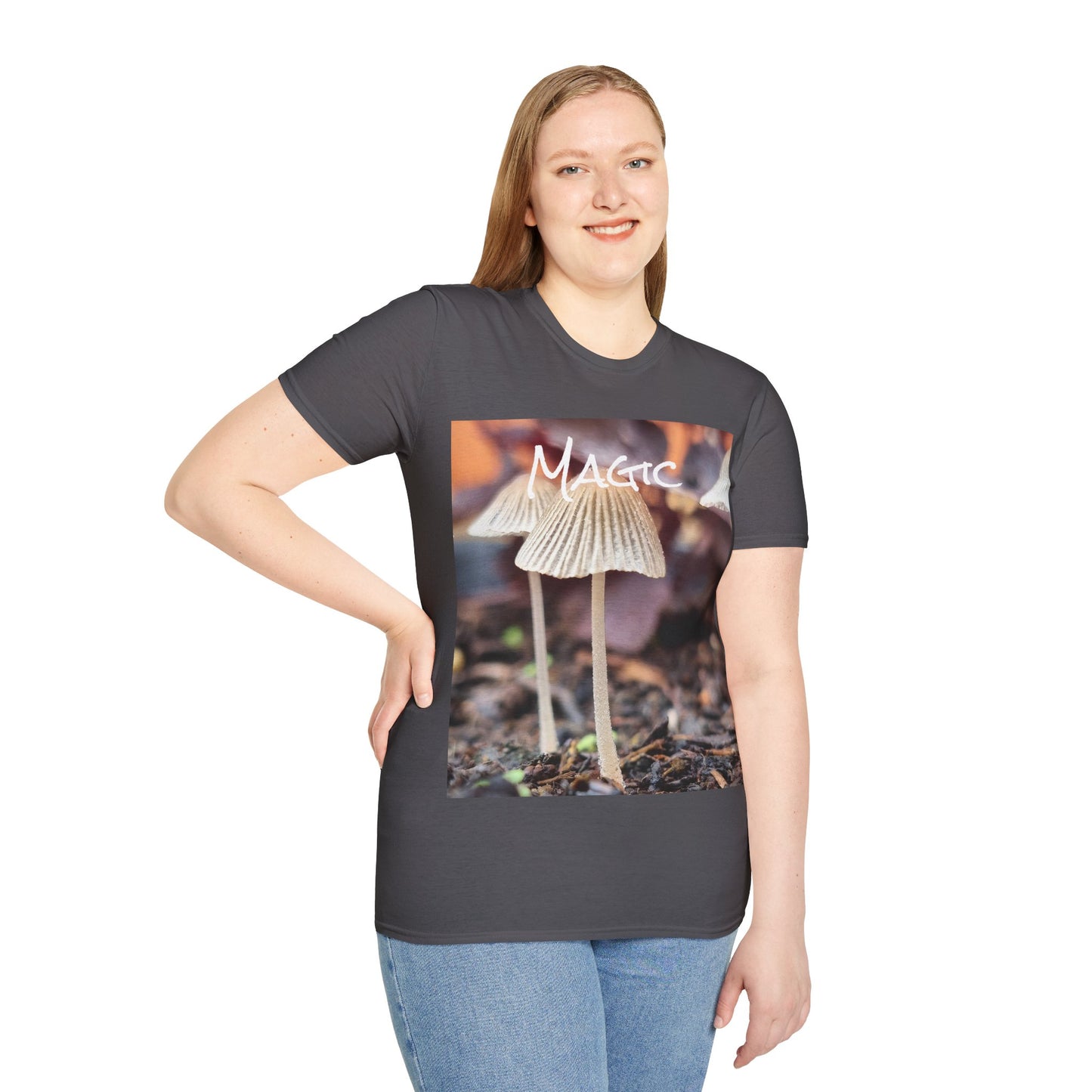 'Magic' mushroom Unisex Softstyle T-Shirt – Cheerful Nature Inspired Tee for Fungi Lovers