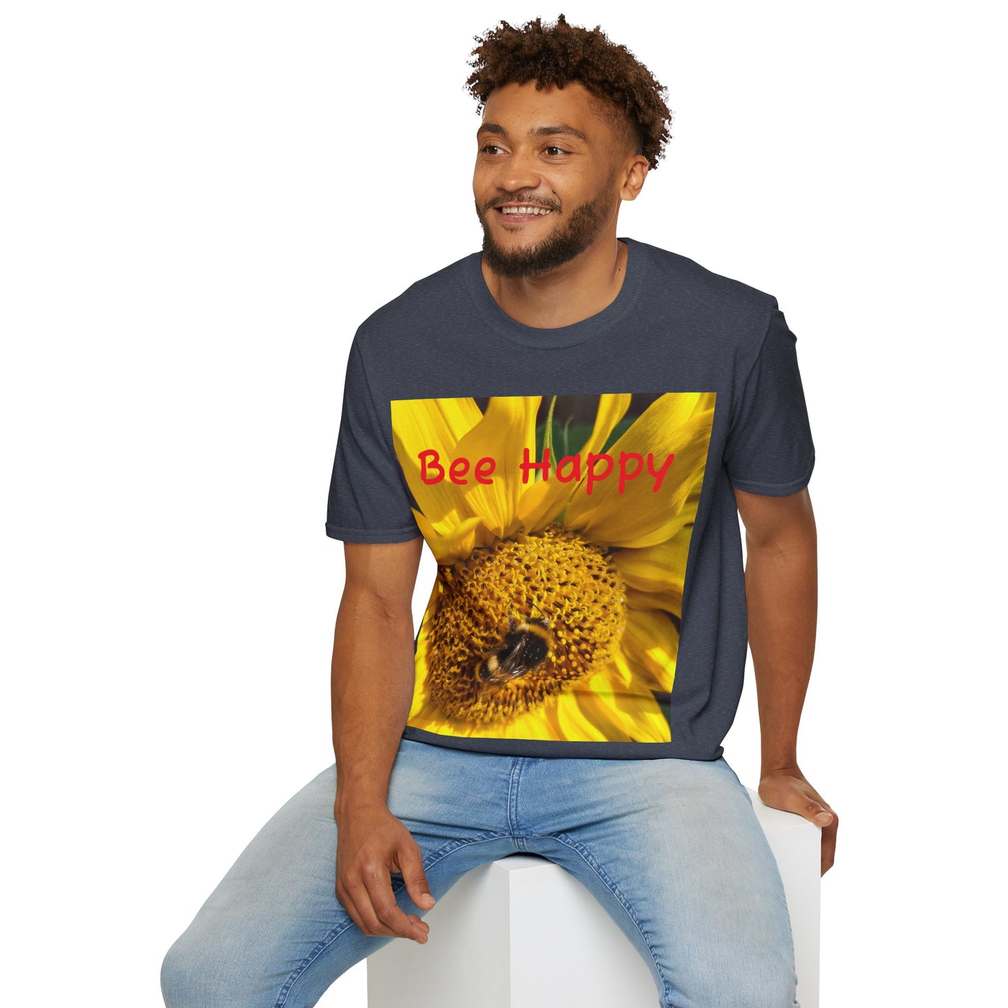 Bee Happy Unisex Softstyle T-Shirt – Cheerful Nature Inspired Tee for Bee Lovers