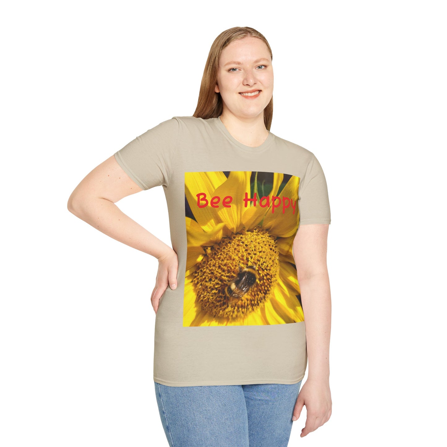 Bee Happy Unisex Softstyle T-Shirt – Cheerful Nature Inspired Tee for Bee Lovers