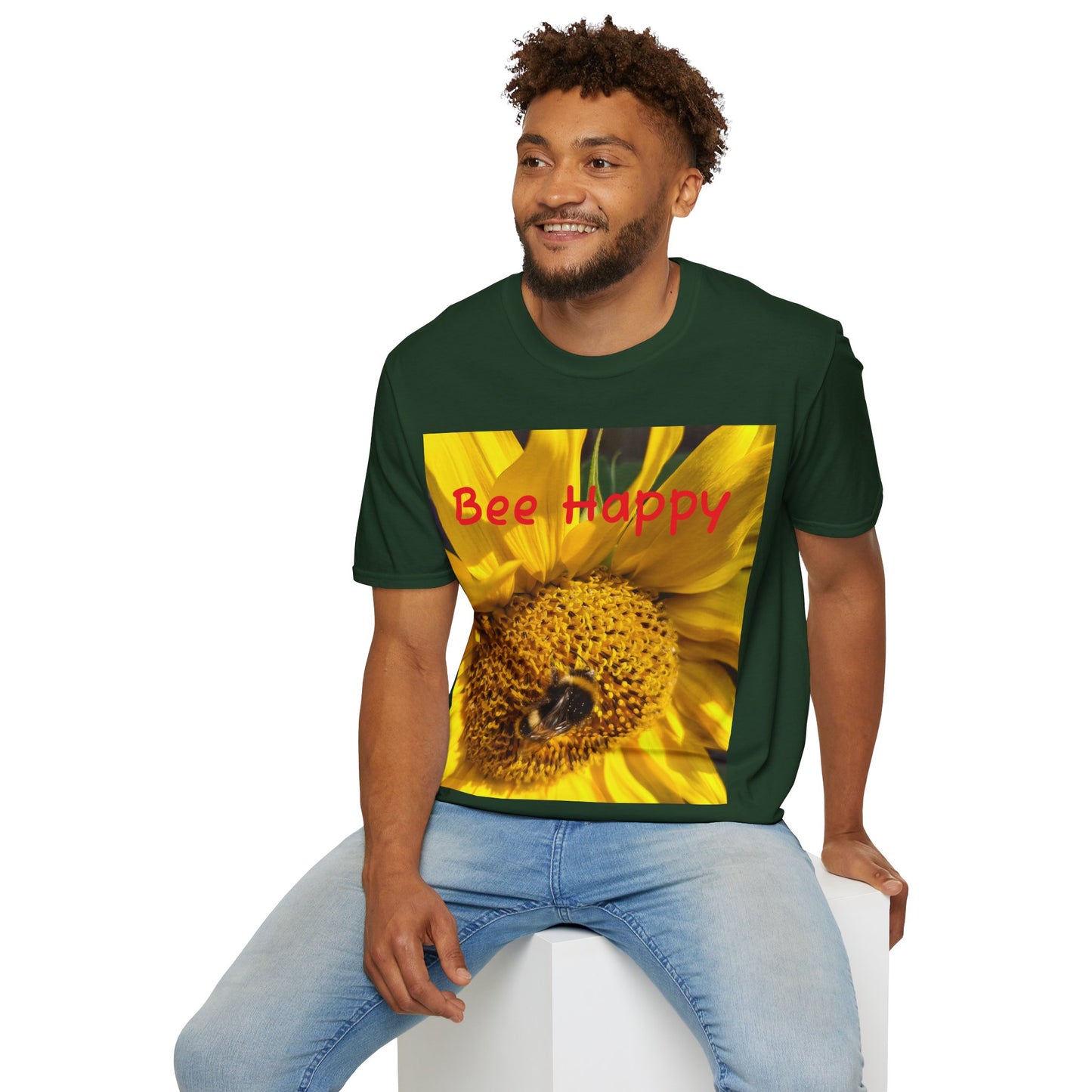 Bee Happy Unisex Softstyle T-Shirt – Cheerful Nature Inspired Tee for Bee Lovers