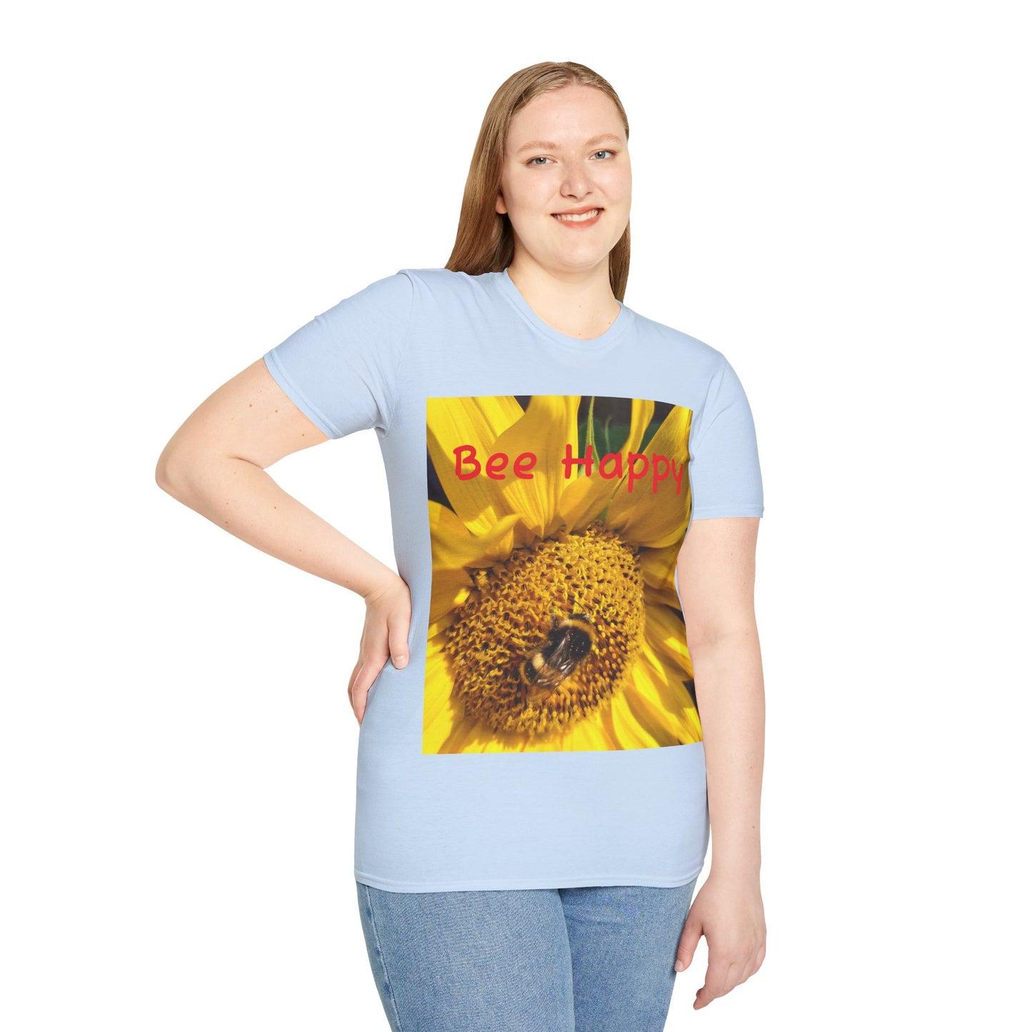 Bee Happy Unisex Softstyle T-Shirt – Cheerful Nature Inspired Tee for Bee Lovers