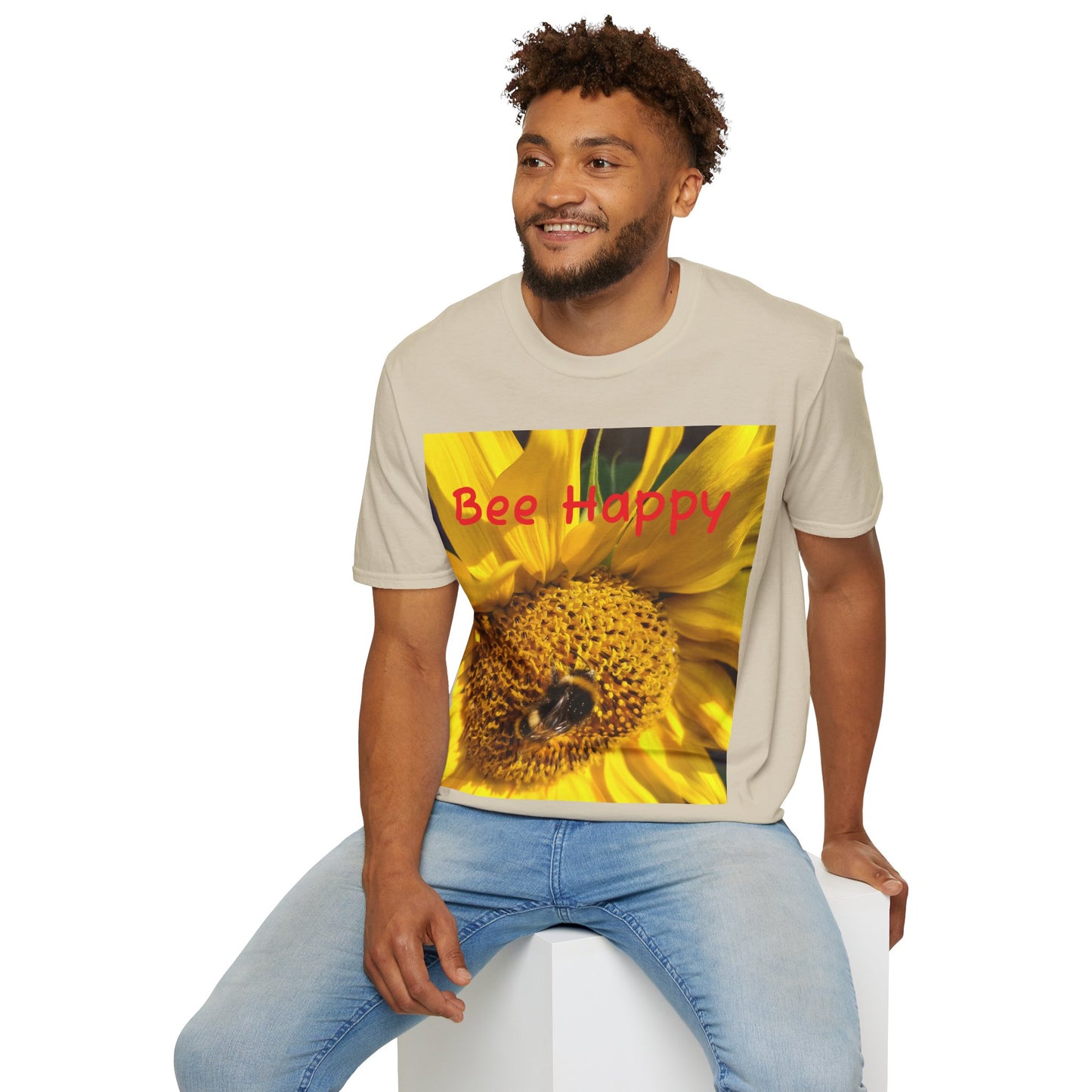 Bee Happy Unisex Softstyle T-Shirt – Cheerful Nature Inspired Tee for Bee Lovers