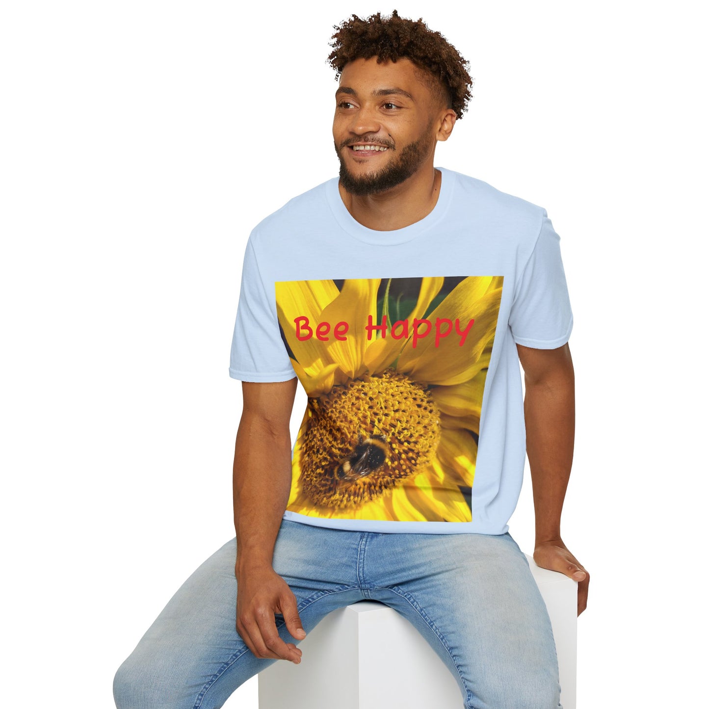 Bee Happy Unisex Softstyle T-Shirt – Cheerful Nature Inspired Tee for Bee Lovers