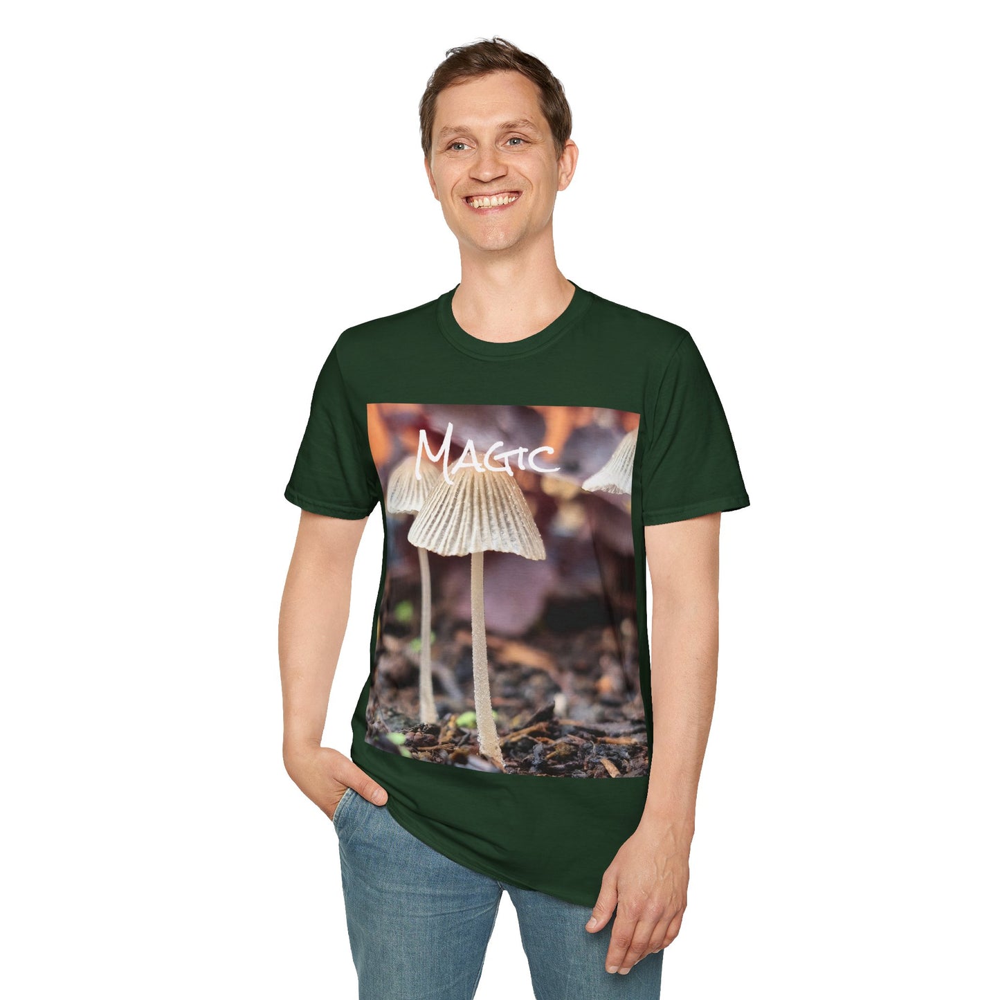 'Magic' mushroom Unisex Softstyle T-Shirt – Cheerful Nature Inspired Tee for Fungi Lovers