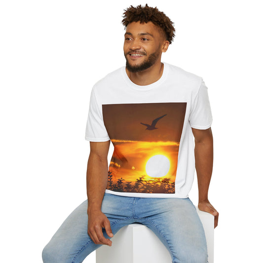 Seagull Sunset Unisex Softstyle T-Shirt - Nature Inspired Tee