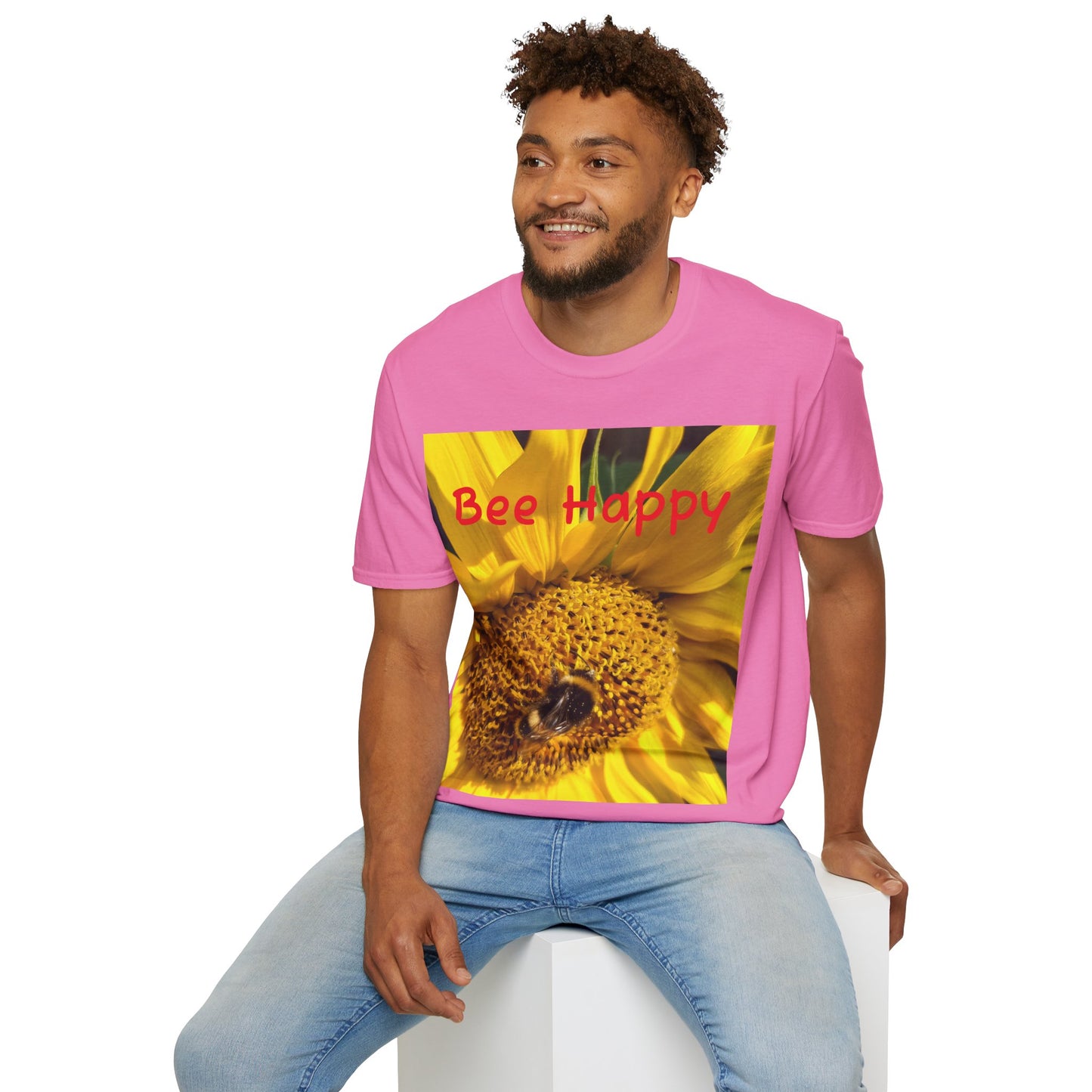 Bee Happy Unisex Softstyle T-Shirt – Cheerful Nature Inspired Tee for Bee Lovers