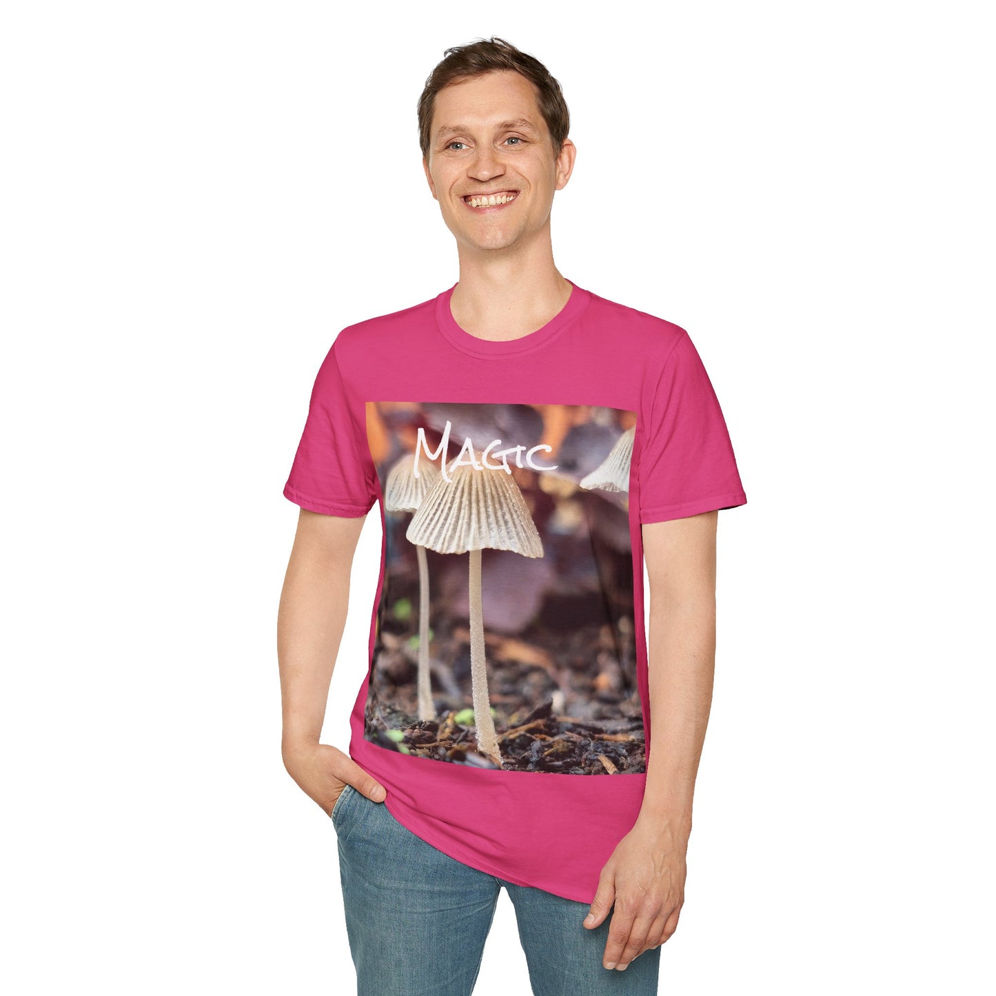 'Magic' mushroom Unisex Softstyle T-Shirt – Cheerful Nature Inspired Tee for Fungi Lovers