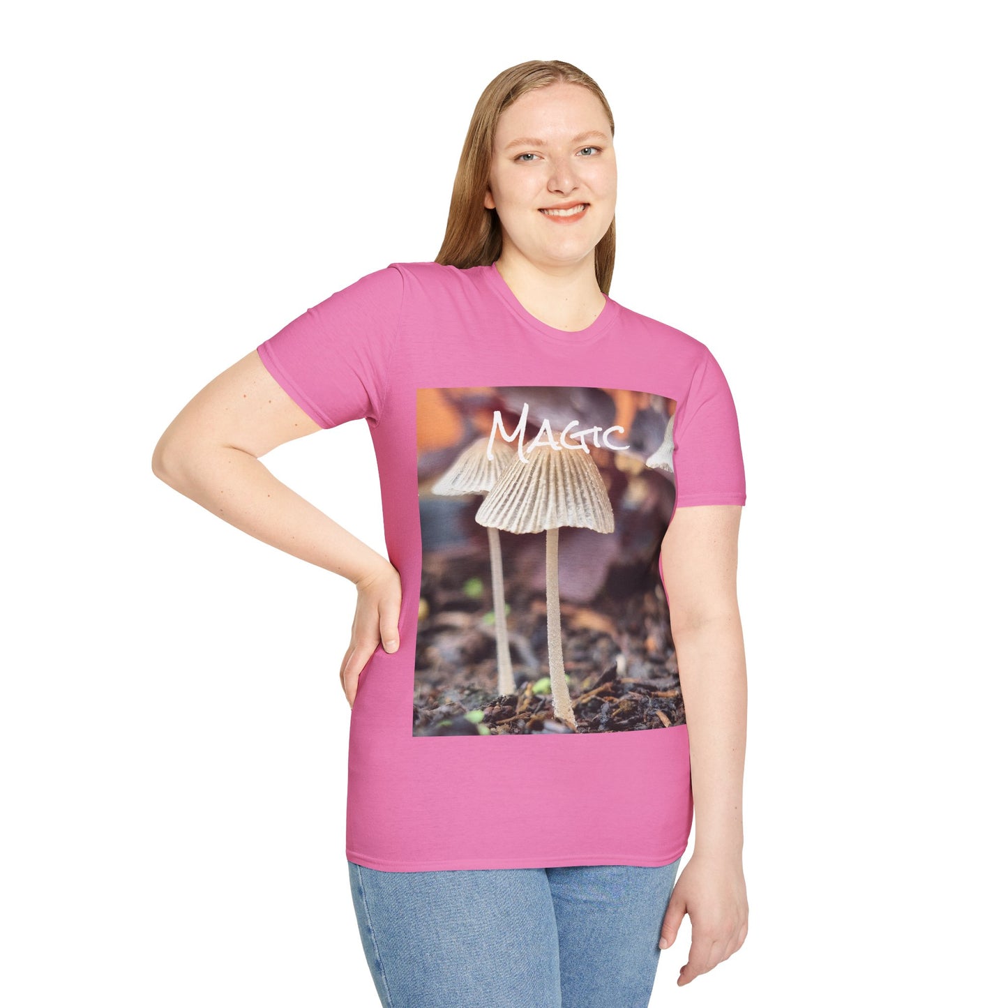 'Magic' mushroom Unisex Softstyle T-Shirt – Cheerful Nature Inspired Tee for Fungi Lovers