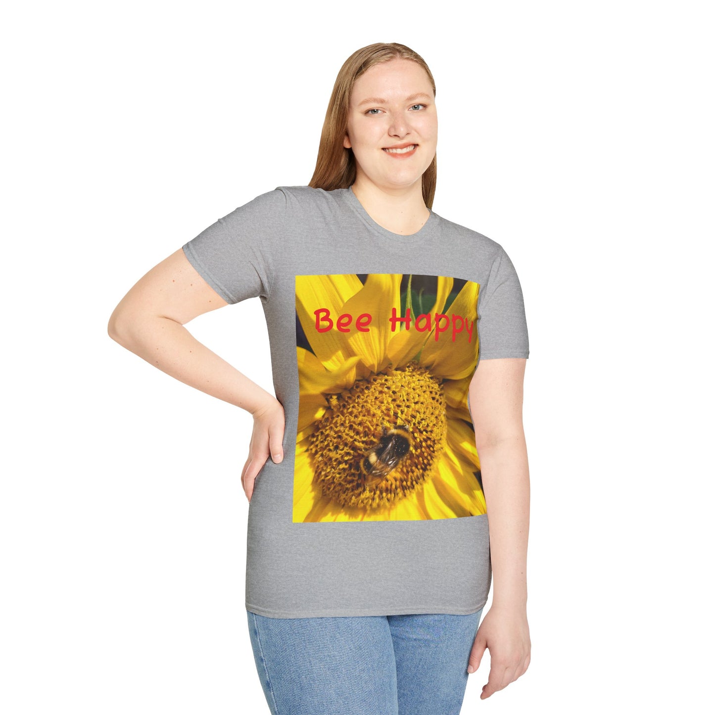 Bee Happy Unisex Softstyle T-Shirt – Cheerful Nature Inspired Tee for Bee Lovers