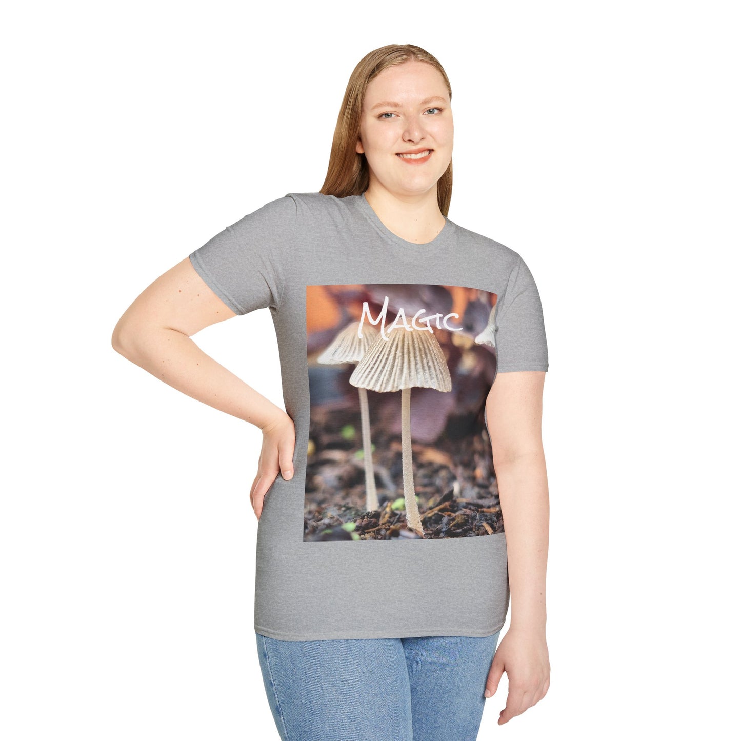 'Magic' mushroom Unisex Softstyle T-Shirt – Cheerful Nature Inspired Tee for Fungi Lovers