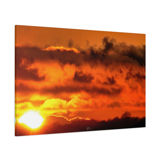 Canvas Wall Art Photo Print: Deep orange and red sunset, 'Fiery Skies'