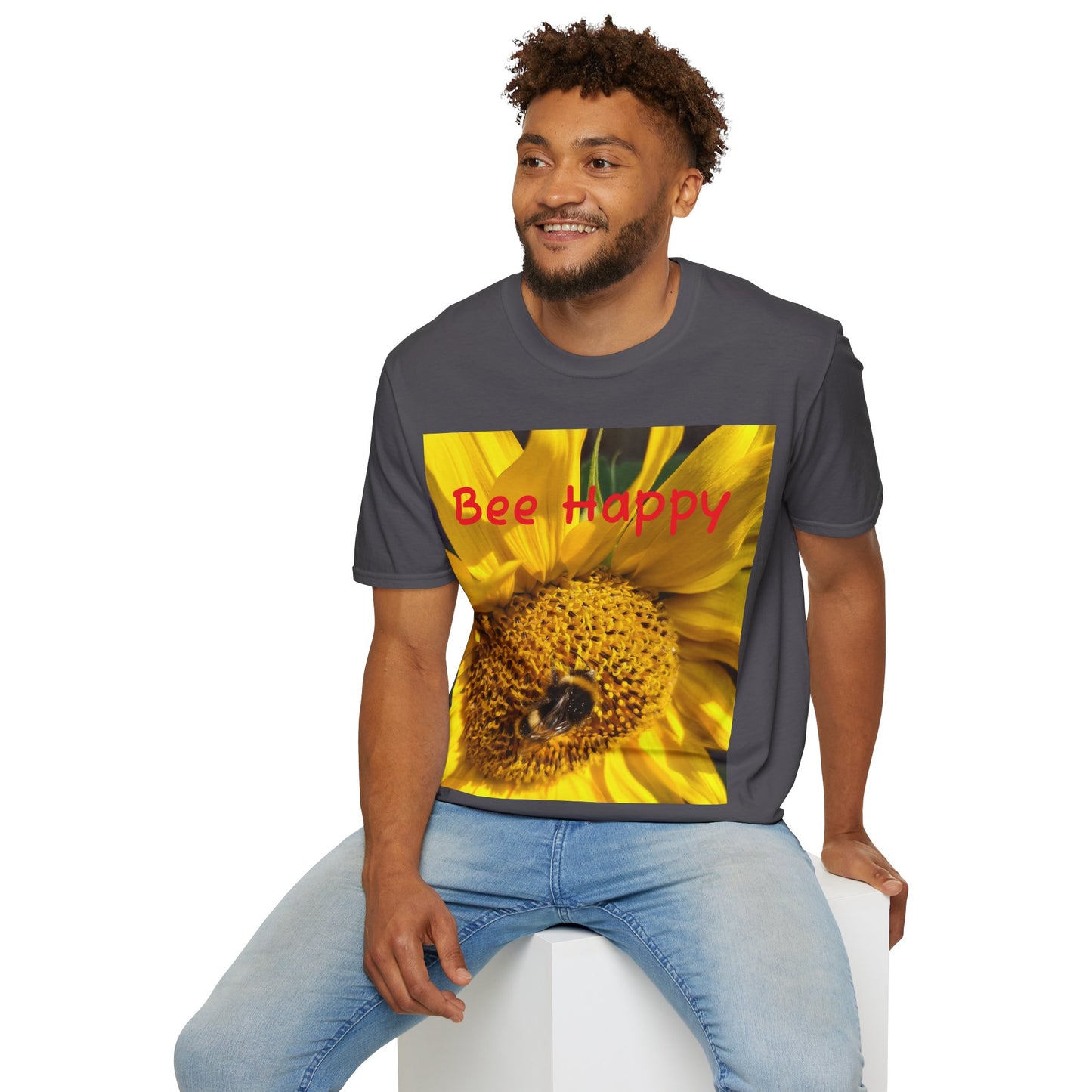 Bee Happy Unisex Softstyle T-Shirt – Cheerful Nature Inspired Tee for Bee Lovers